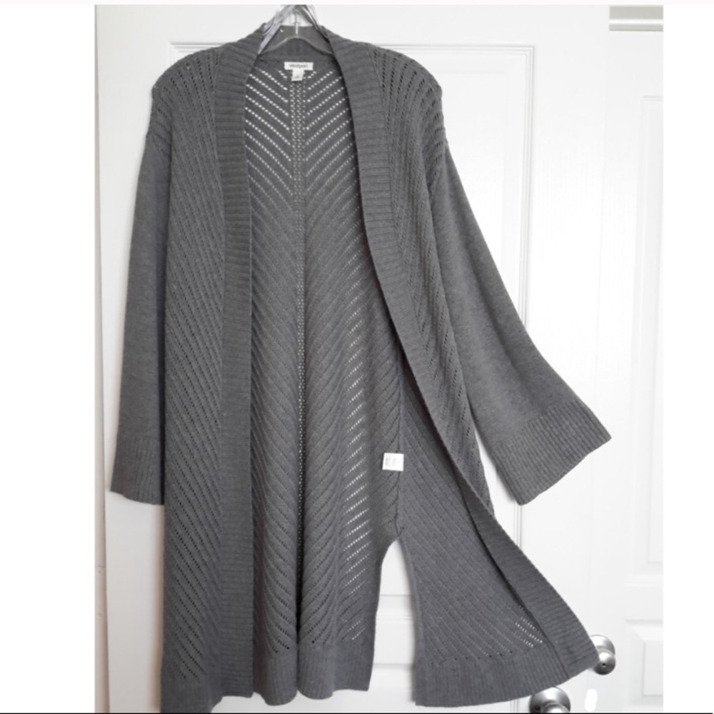 Long Grey knitted duster Sweater/Cardigan